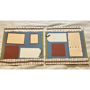 Handmade (2) 12"x12" Premade Scrapbook Pages Layout Birthday Party Confetti